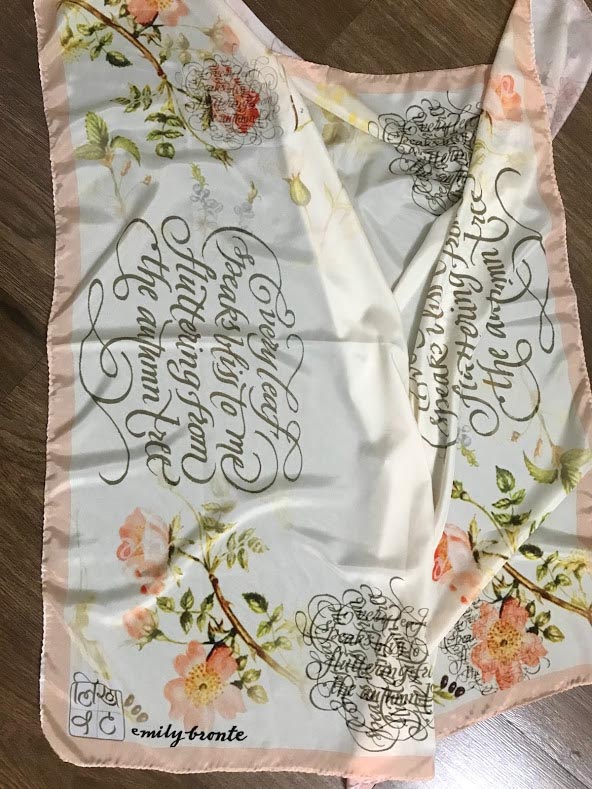 Printed scarf calligraphy